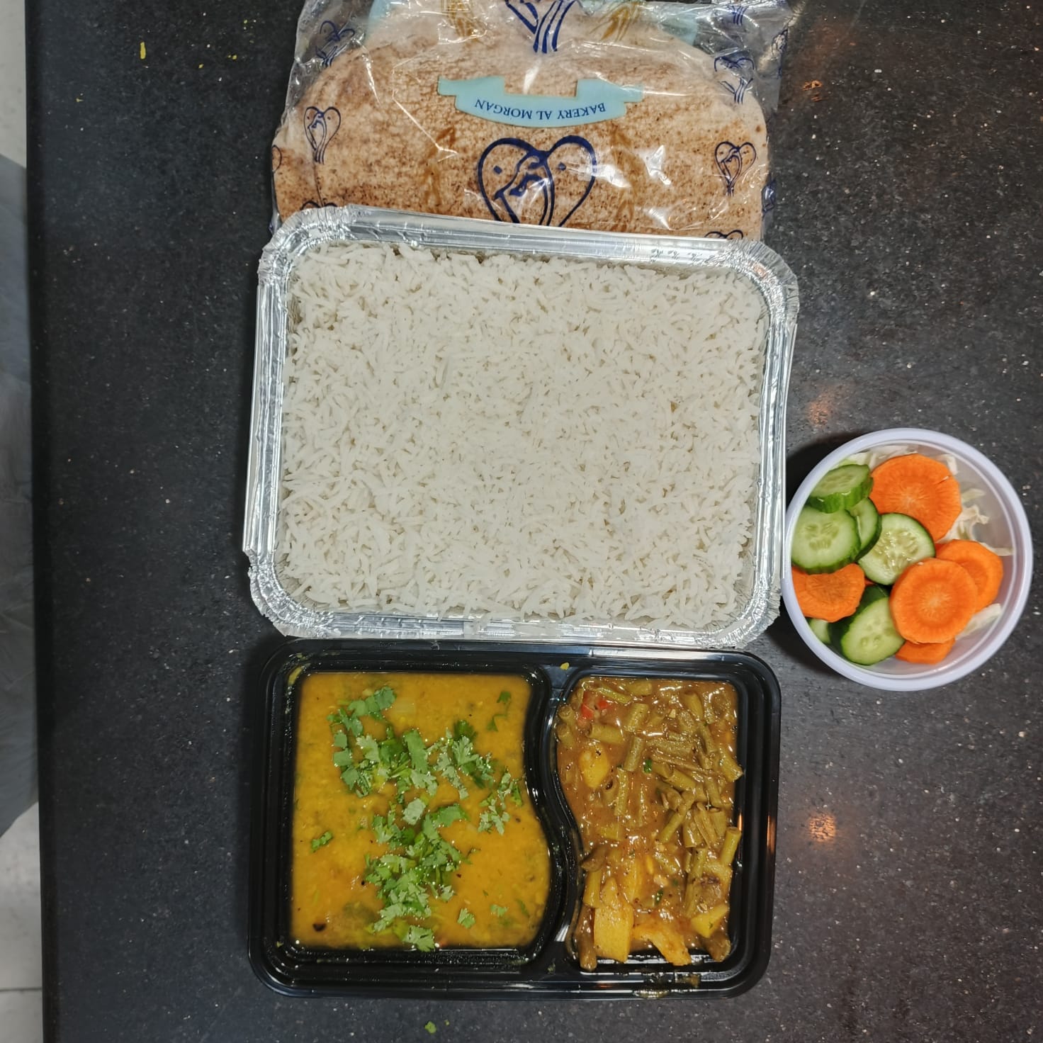 Compartment Meal with Rice and Curry
